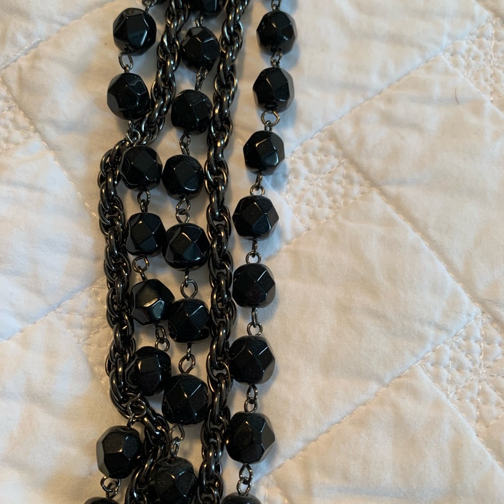 Black Statement Multi Strand Necklace - image 2